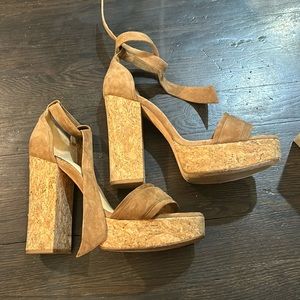 Alexandre Birman Celine sandals. Beige suede size 7. 4.5 heel w box, bag, sponge